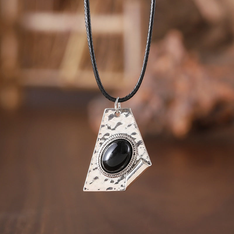 Wholesale Irregular Inlaid Black Gem Pendant Earrings Necklace Geometric Niche Simple Versatile Set